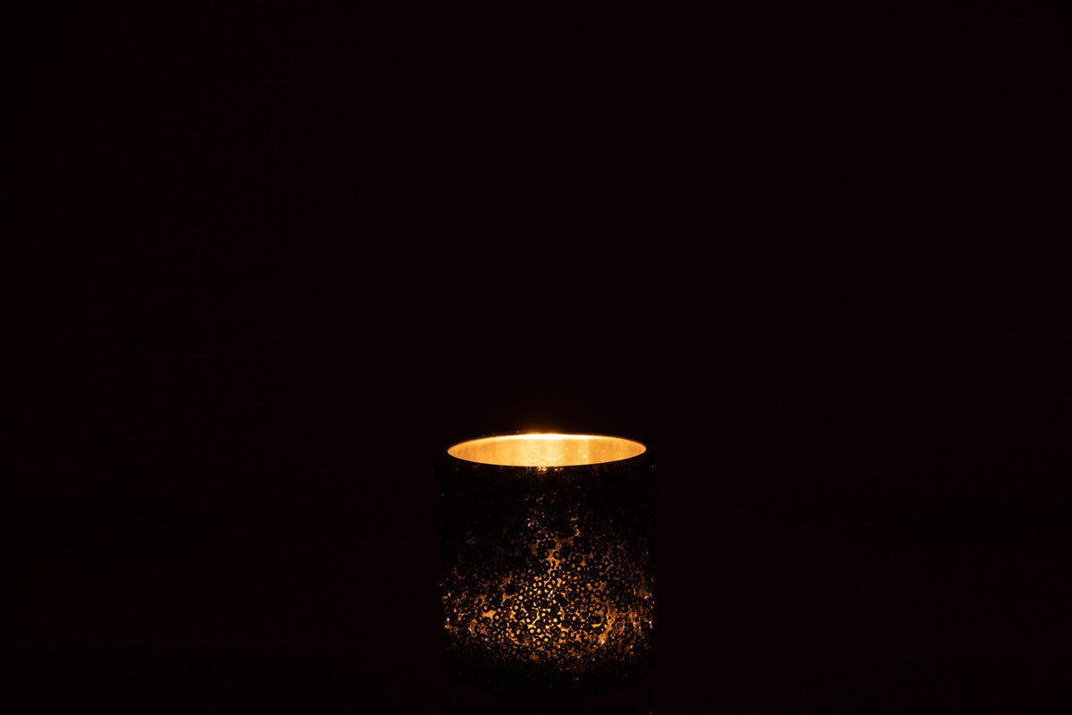T-Lichthouder Glitter Glas Smokey Grijs Small