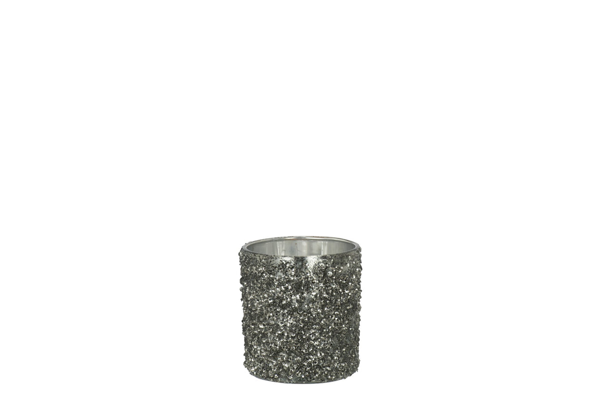 T-Lichthouder Glitter Glas Smokey Grijs Small