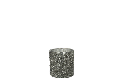 T-Lichthouder Glitter Glas Smokey Grijs Small