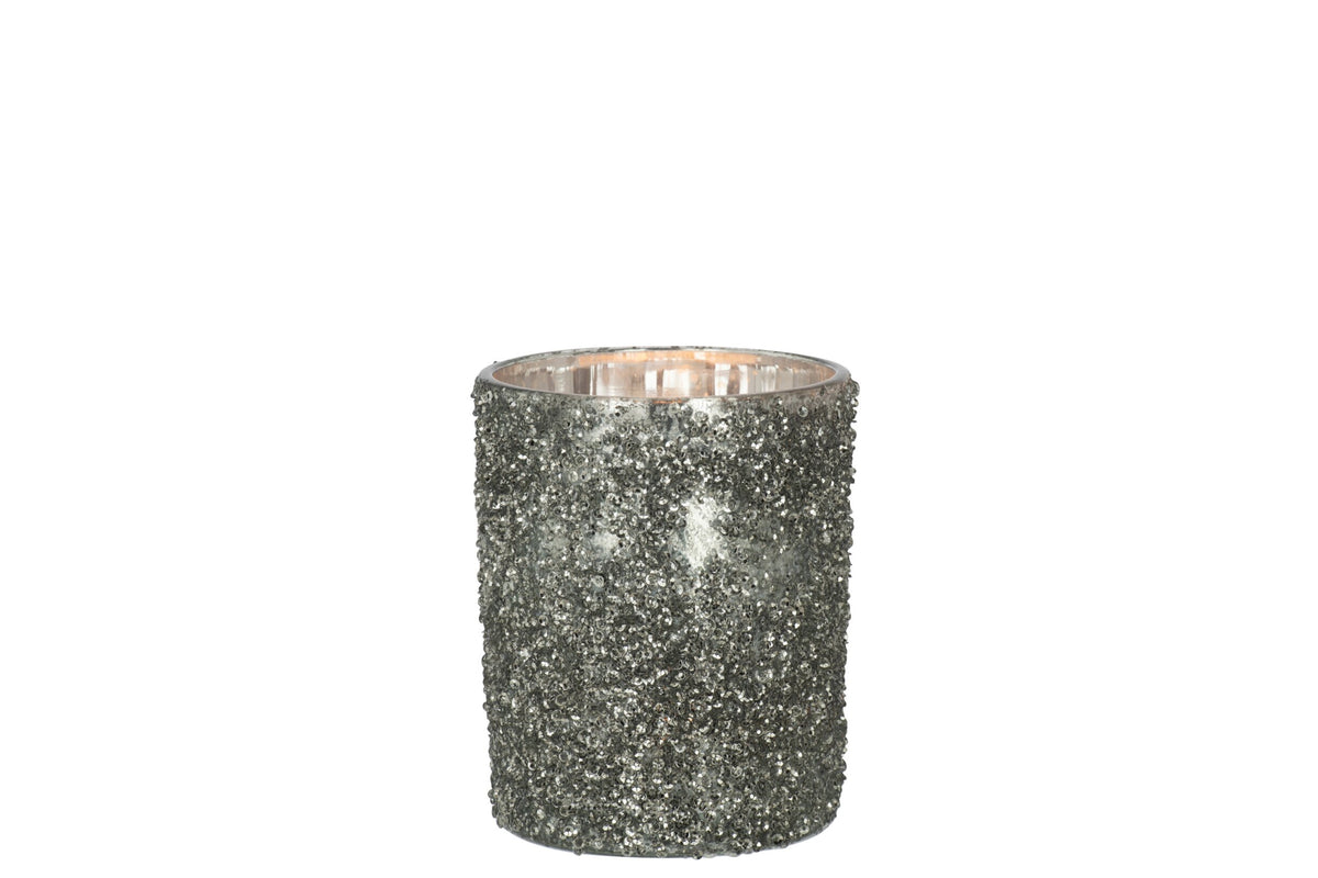 T-Lichthouder Glitter Glas Smokey Grijs Large
