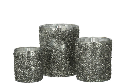 T-Lichthouder Glitter Glas Smokey Grijs Large