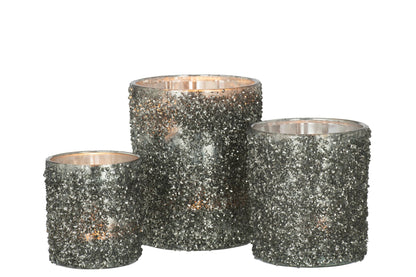 T-Lichthouder Glitter Glas Smokey Grijs Large