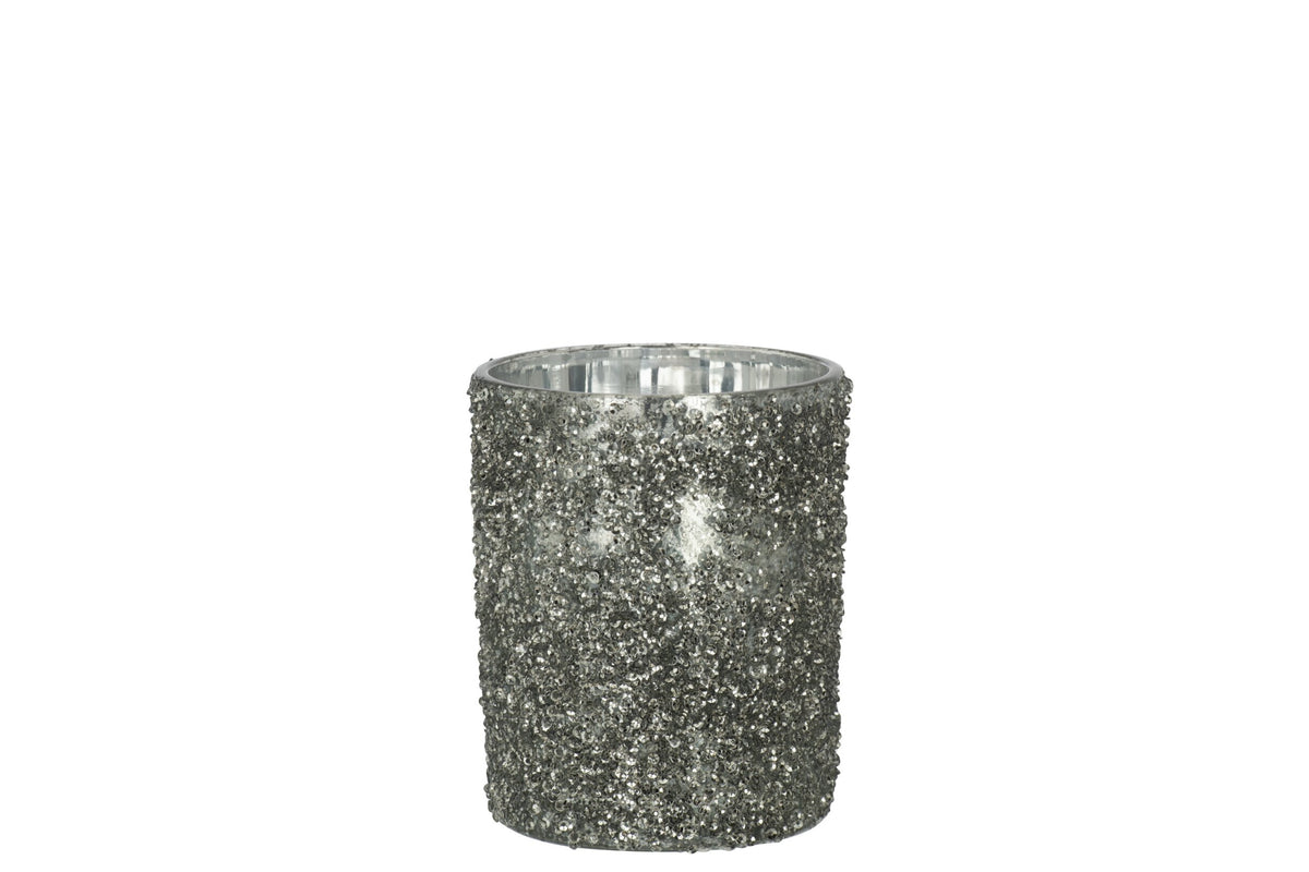 T-Lichthouder Glitter Glas Smokey Grijs Large