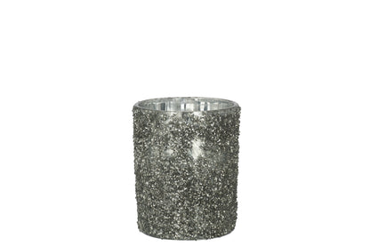 T-Lichthouder Glitter Glas Smokey Grijs Large
