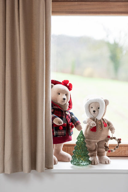 Bear Standing Boy/Girl Textile Beige/Red Medium Assortment Of 2