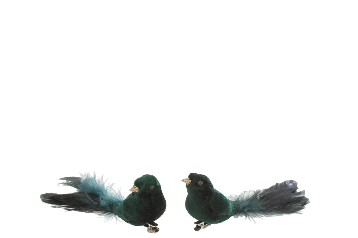 Bird+Clip Velvet Green Assortment Of 2