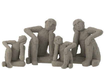 Set Of 2 Bookend Sitting Cement Grey Large