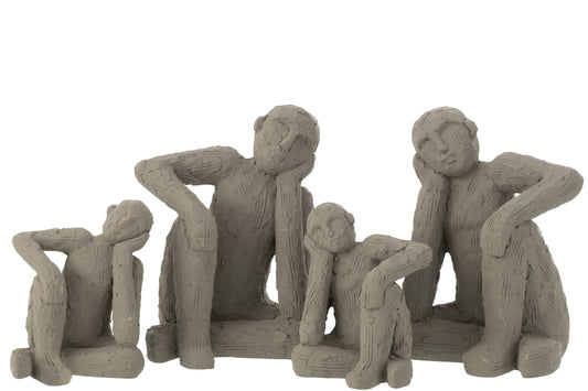 Set Of 2 Bookend Sitting Cement Grey Large