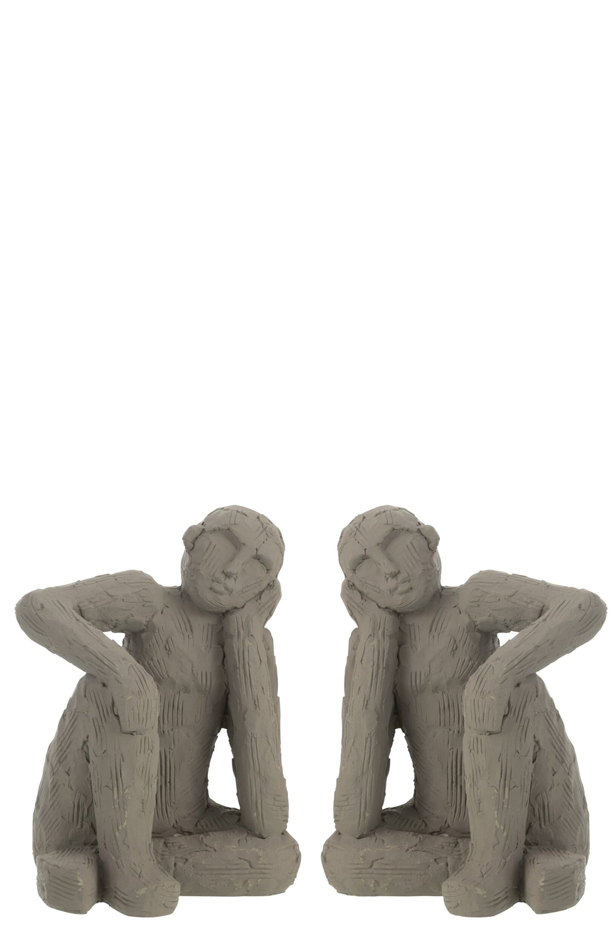 Set Of 2 Bookend Sitting Cement Grey Large