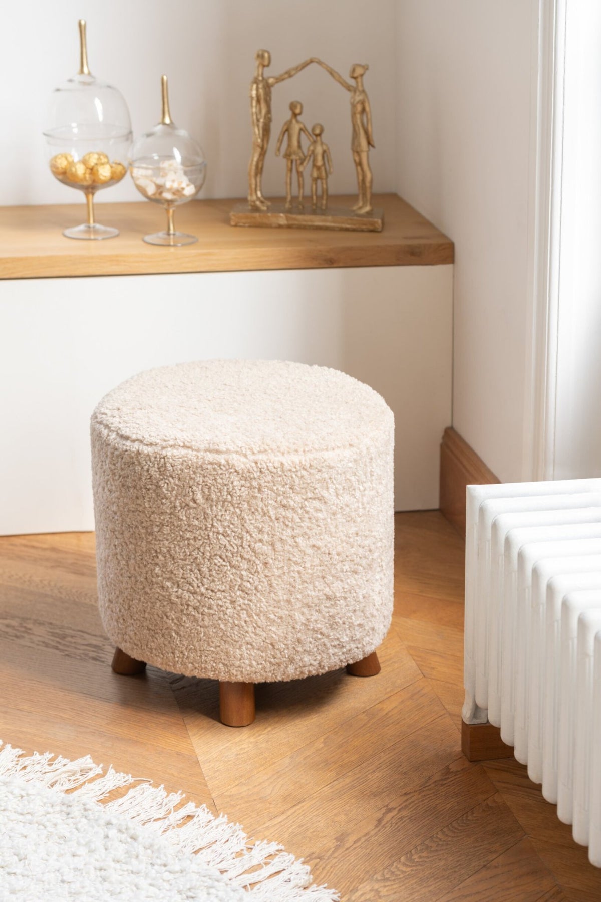 Pouf Sheep Leg Polyester Beige