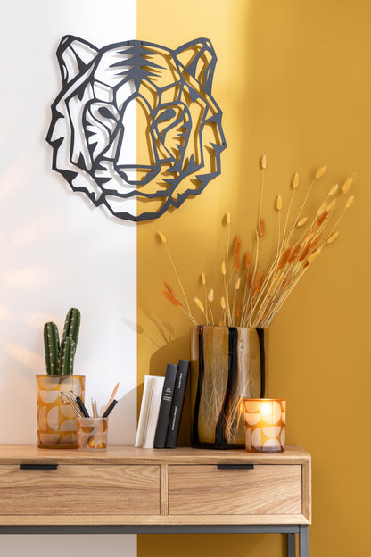 Wall Decoration Tiger Metal Black