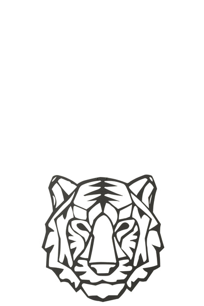 Wall Decoration Tiger Metal Black