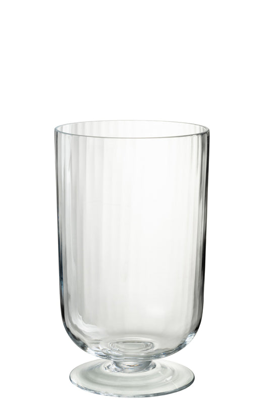 Windlicht Op Voet Lijnen Glas Transparant
