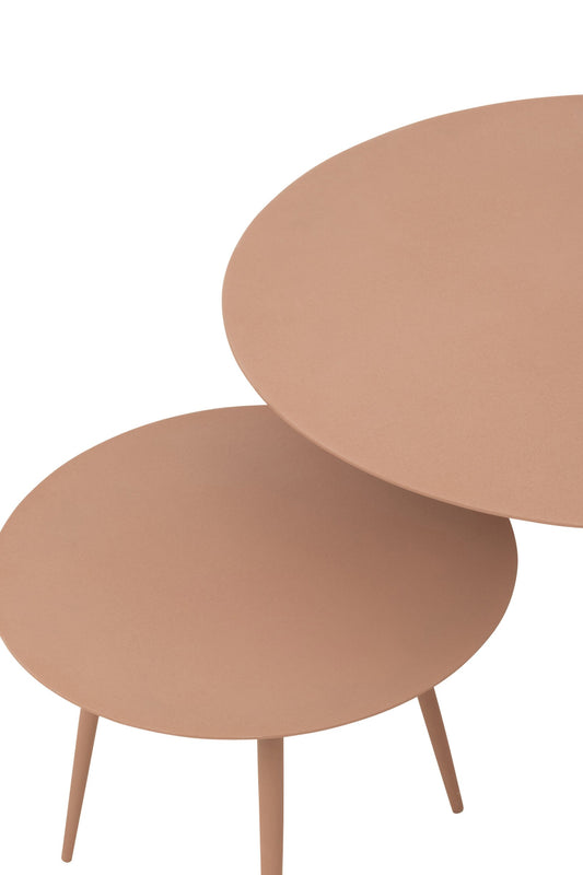 Set Of 3 Sidetable Iron Old Pink