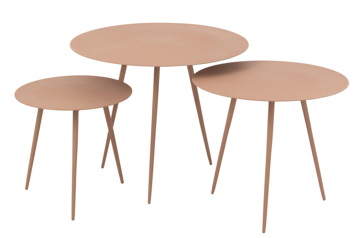 Set Of 3 Sidetable Iron Old Pink