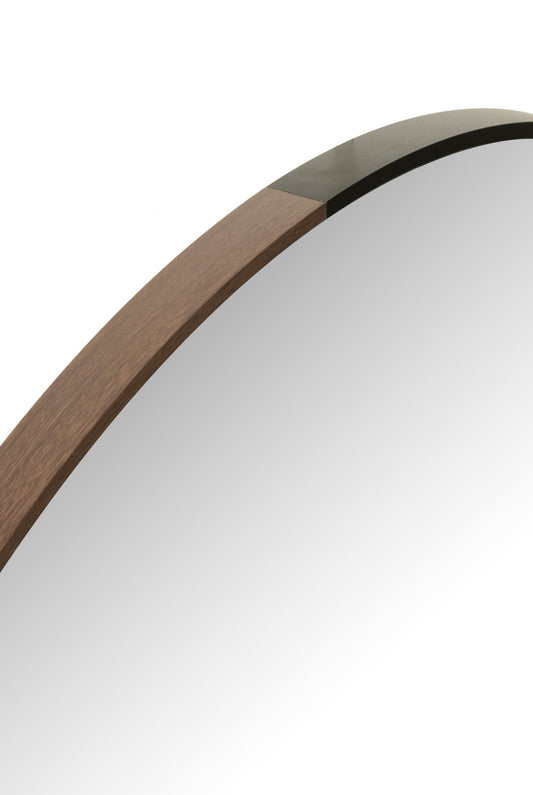 Mirror Round Metal/Wood Black Large