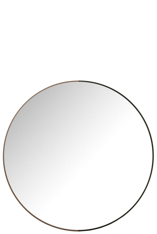 Mirror Round Metal/Wood Black Large