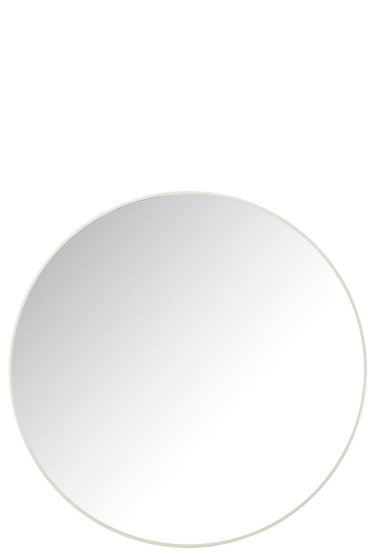 Mirror Round Glass/Metal White Large