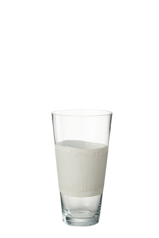 Vase Delph Glass Transparent/White Small