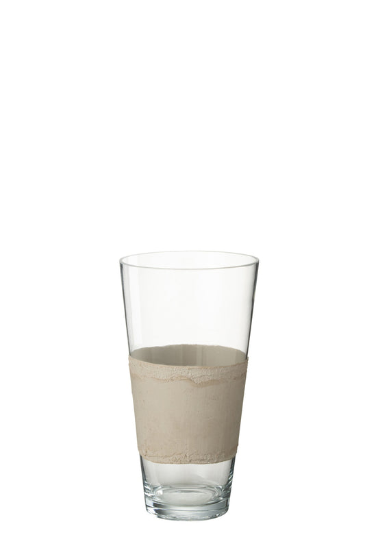 Vase Delph Glass Transparent/Beige Small
