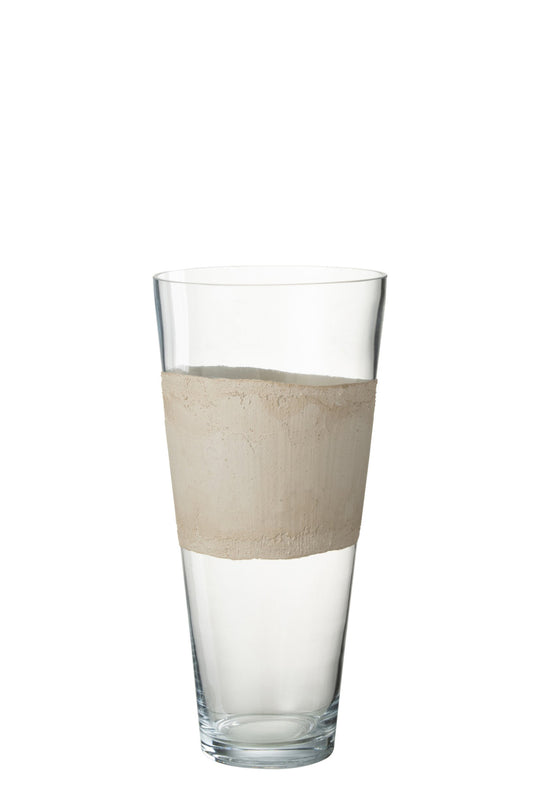 Vase Delph Glass Transparent/Beige Medium