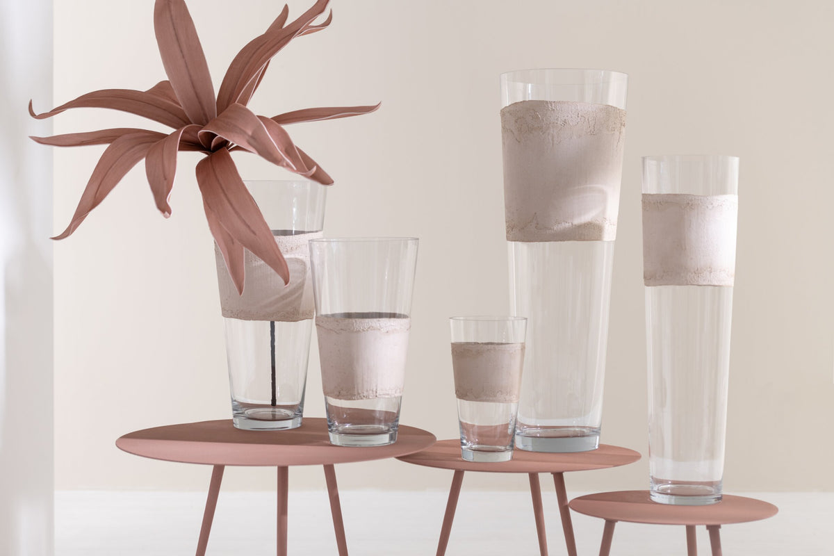 Vase Delph Glass Transparent/Beige Large