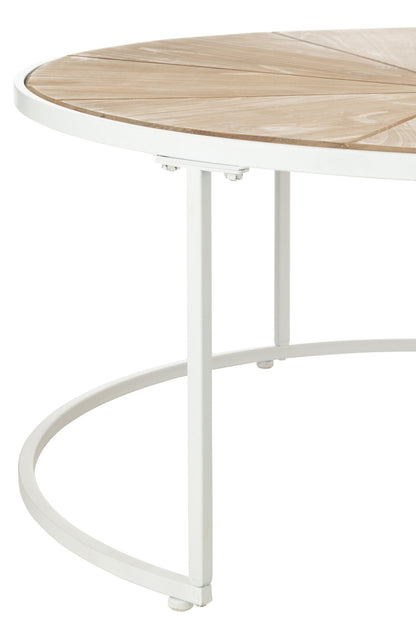 Set Of 2 Sidetables Relax Metal/Wood White/Natural