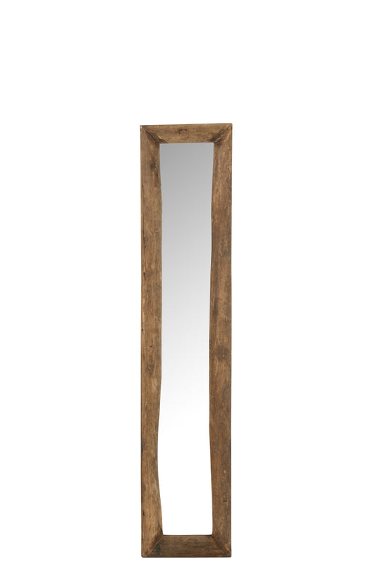 Wall Mirror Rectangle Wood Brown Small