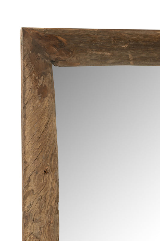 Wall Mirror Rectangle Wood Brown Large