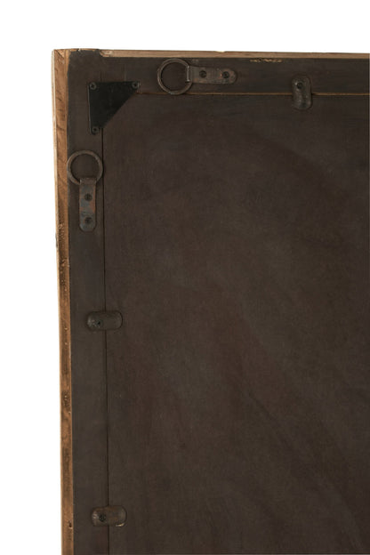Wall Mirror Rectangle Wood Brown Large