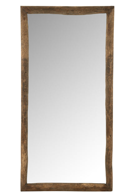Wall Mirror Rectangle Wood Brown Large