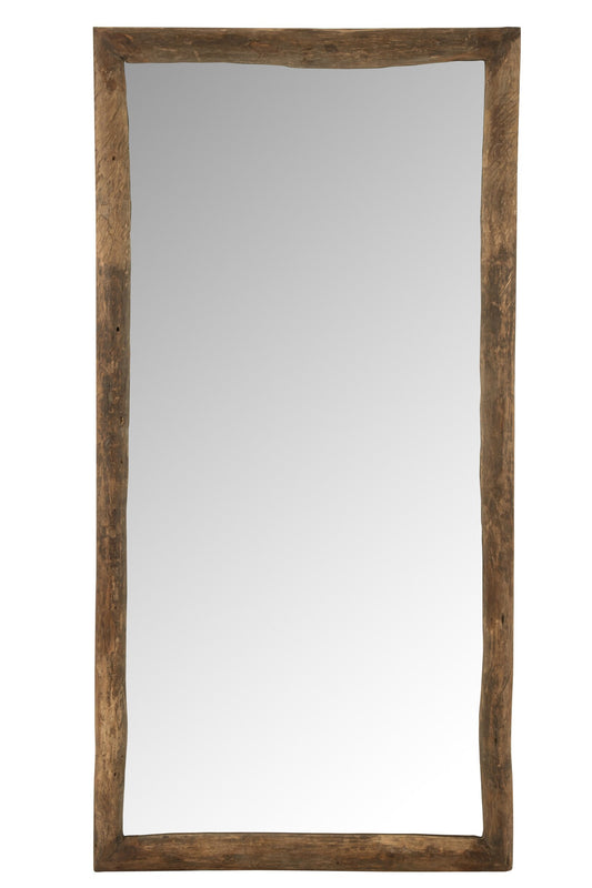 Wall Mirror Rectangle Wood Brown Large