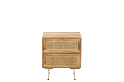 Bedside Table Rattan Mango Wood Natural