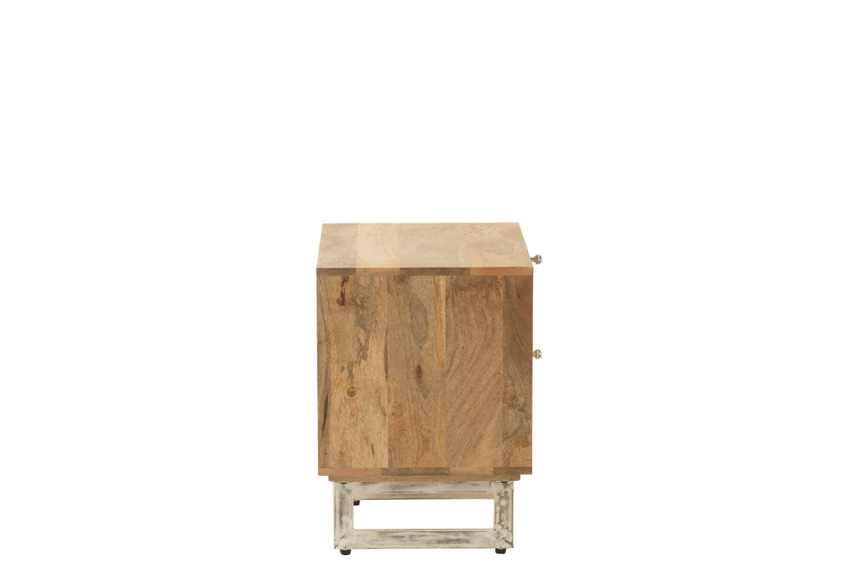 Bedside Table Rattan Mango Wood Natural