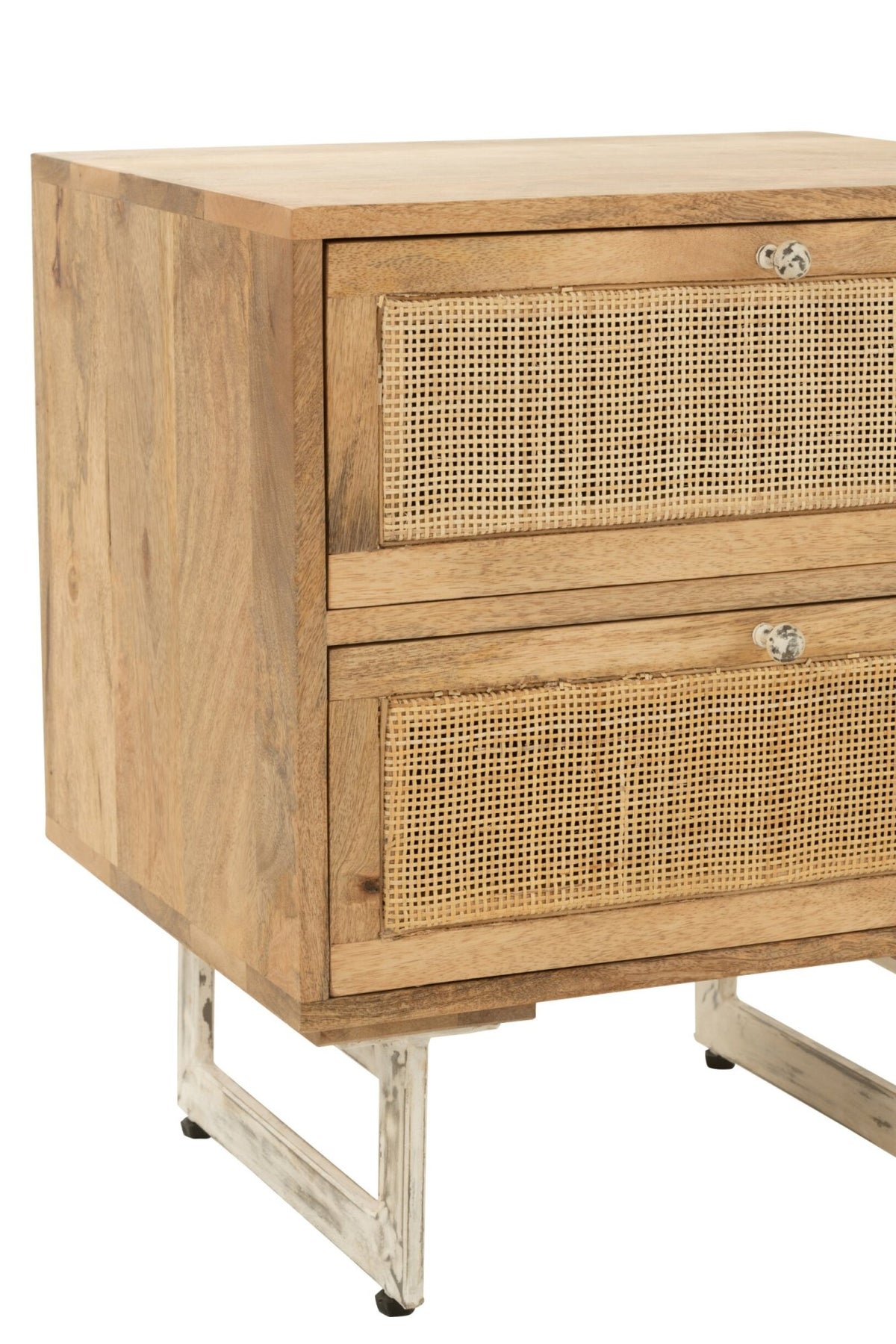 Bedside Table Rattan Mango Wood Natural