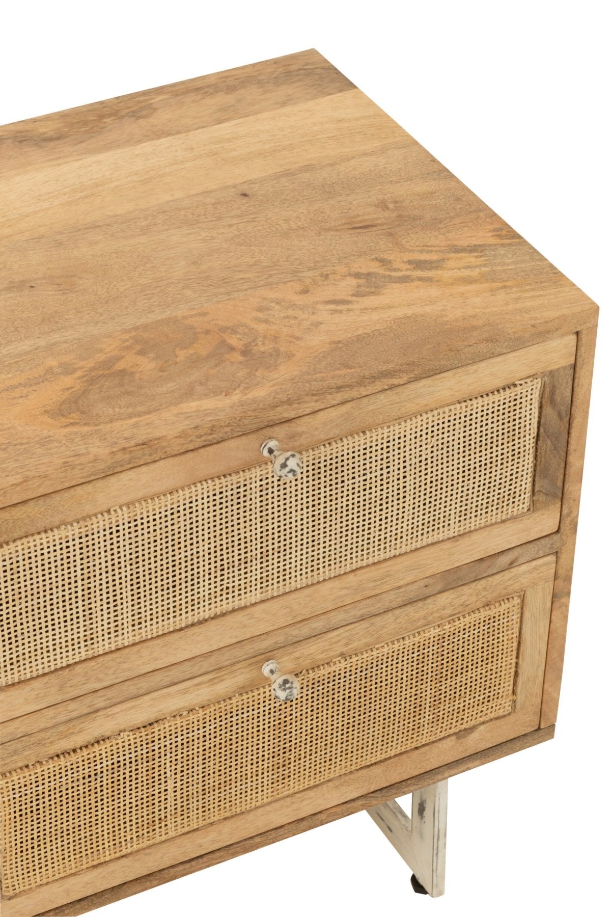 Bedside Table Rattan Mango Wood Natural