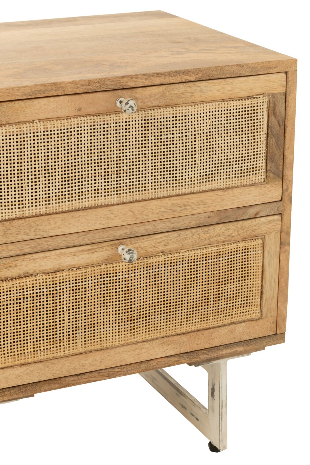 Bedside Table Rattan Mango Wood Natural