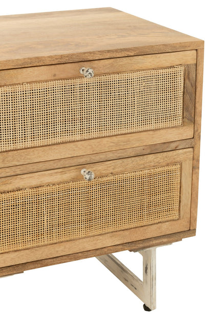 Bedside Table Rattan Mango Wood Natural