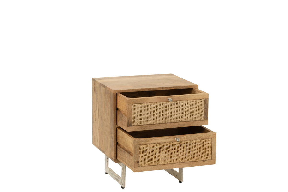 Bedside Table Rattan Mango Wood Natural