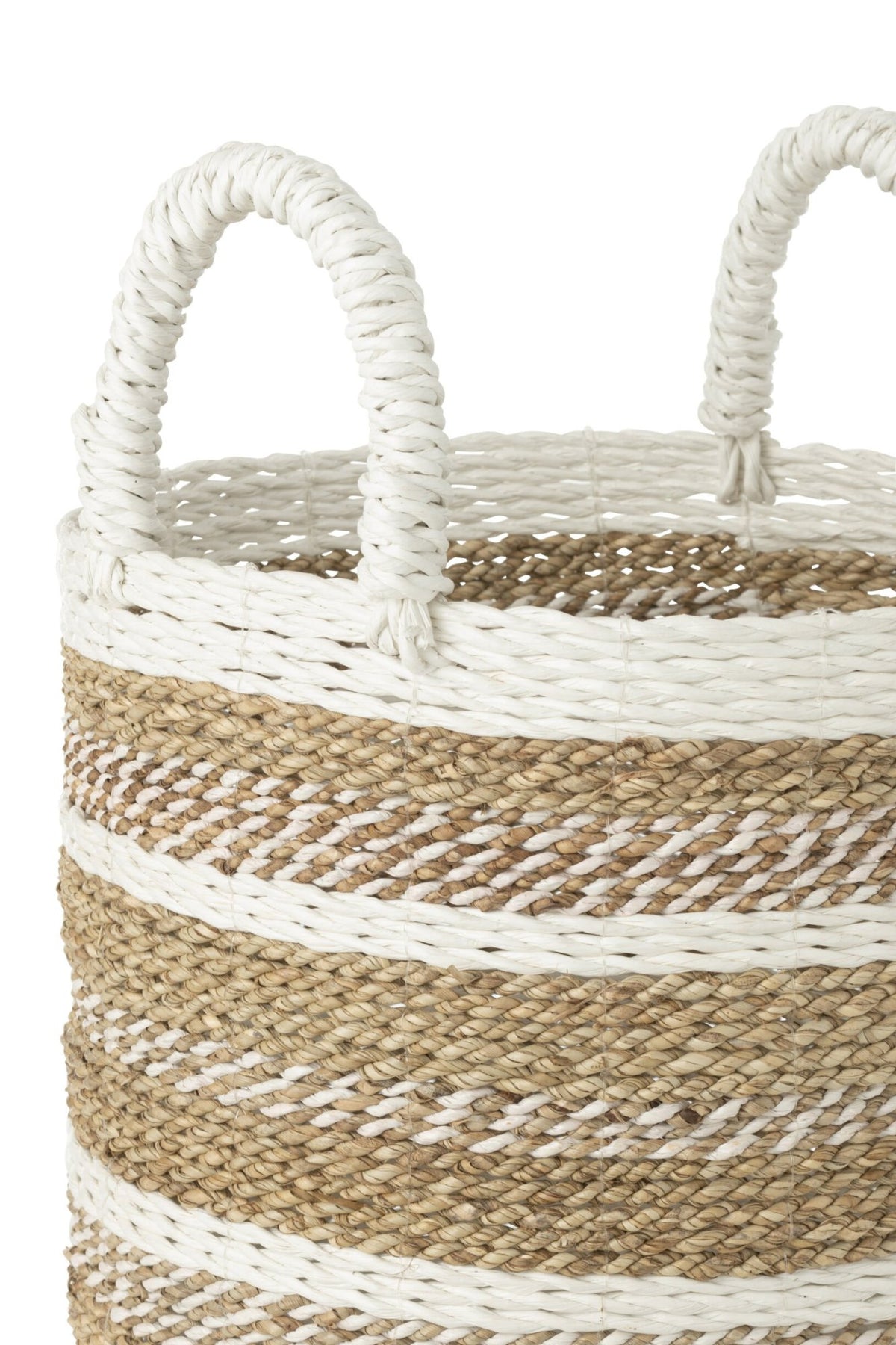 Set of 3 Caro raffia baskets white/natural