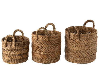 Set van 3 manden gevlochten raffia naturel
