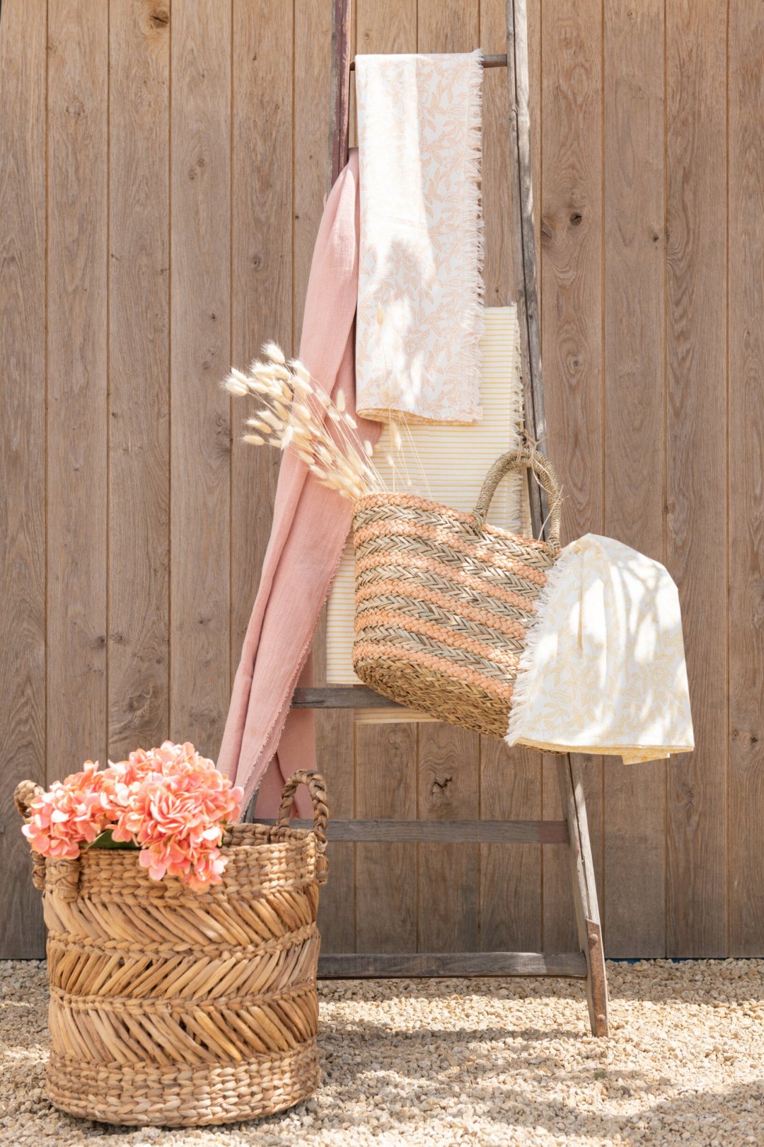 Set van 3 manden gevlochten raffia naturel