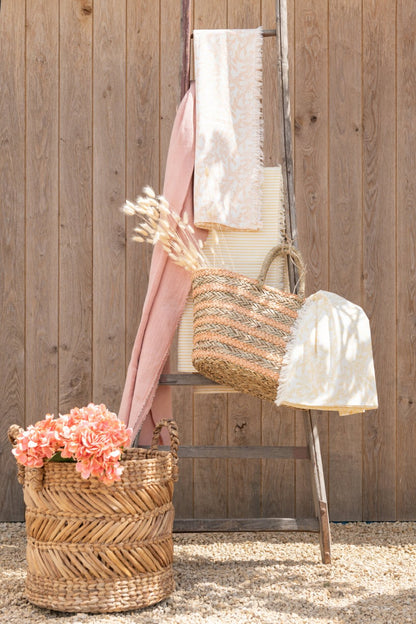 Set van 3 manden gevlochten raffia naturel