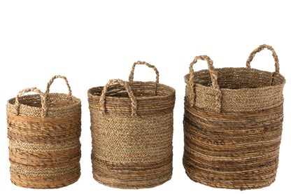 Set of 3 Lucie natural raffia baskets