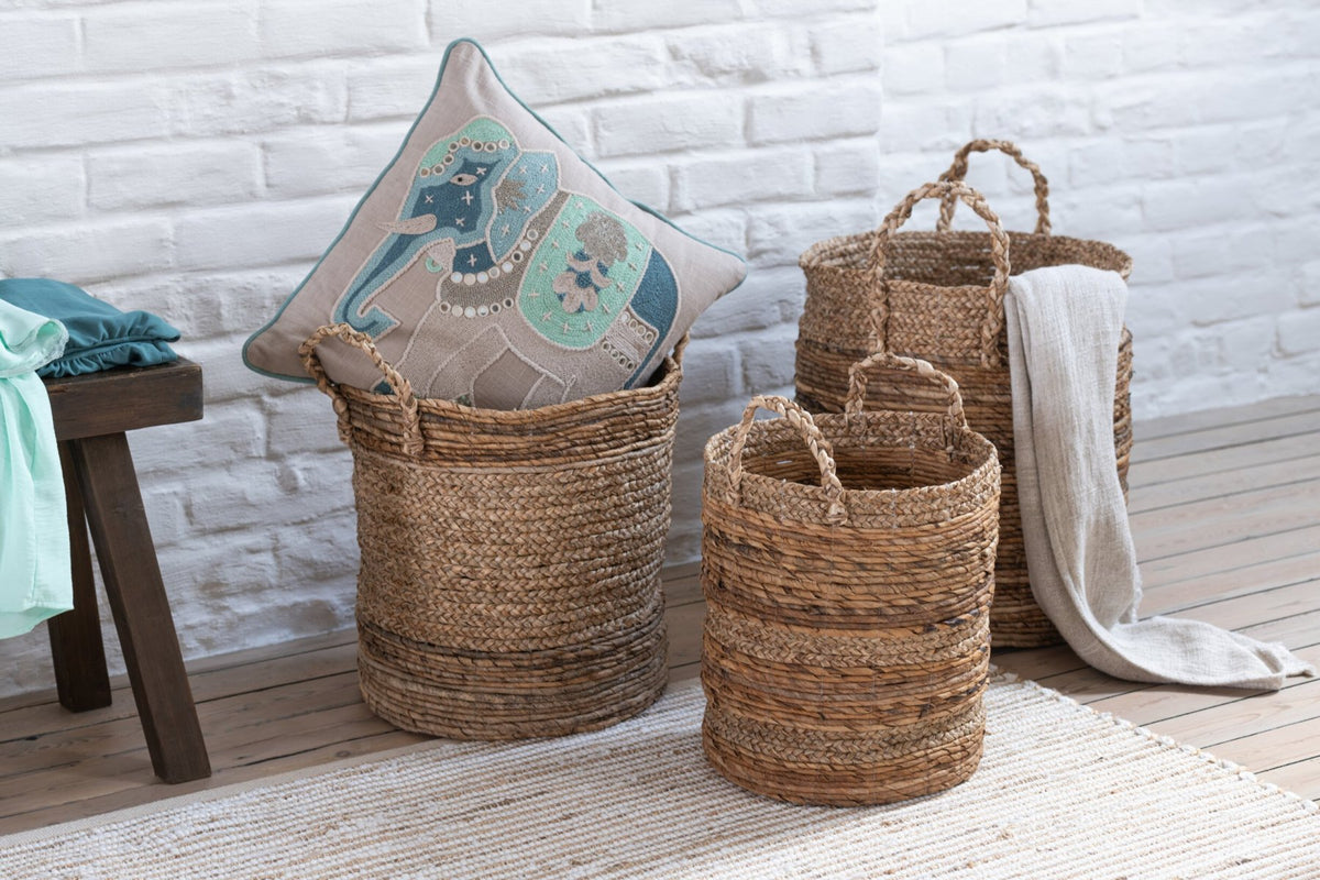 Set of 3 Lucie natural raffia baskets