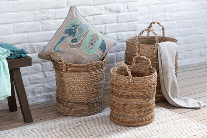 Set of 3 Lucie natural raffia baskets