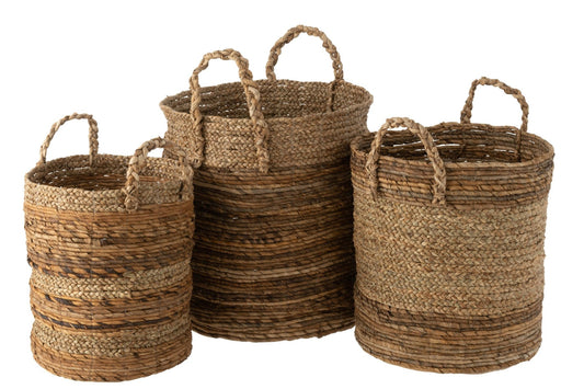 Set van 3 manden Lucie raffia naturel