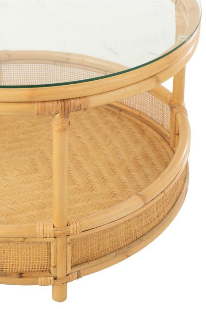 Coffee Table Jovelyne Rattan + Glass Natural