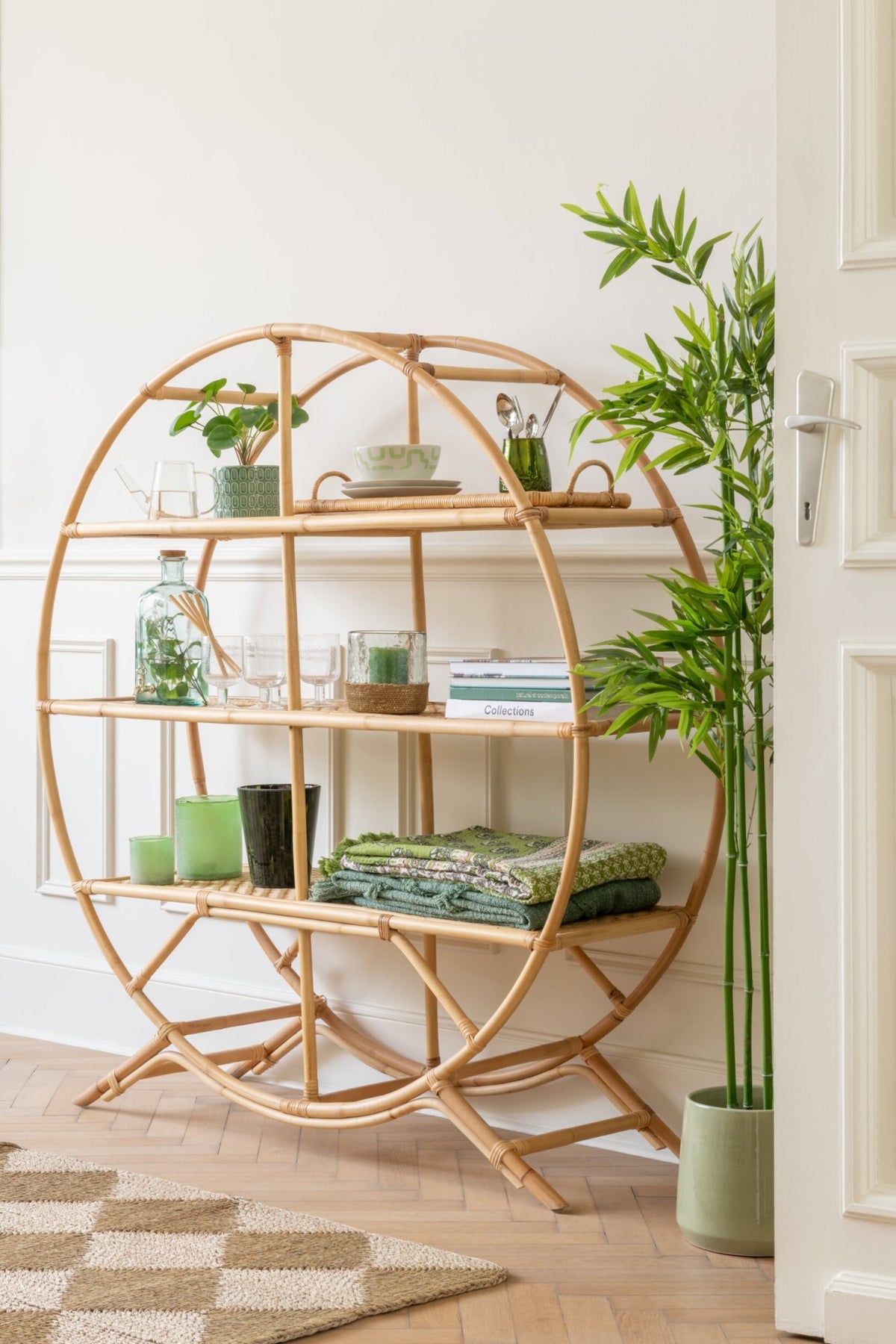 Rack 3 Shelves Rattan Natural