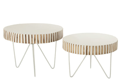 Set Of 2 Tables Ying Wood Metal White